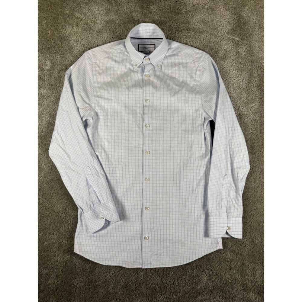 Charles Tyrwhitt Mens Extra Slim Fit Non-Iron Dress Shirt Blue Check 14.5 33